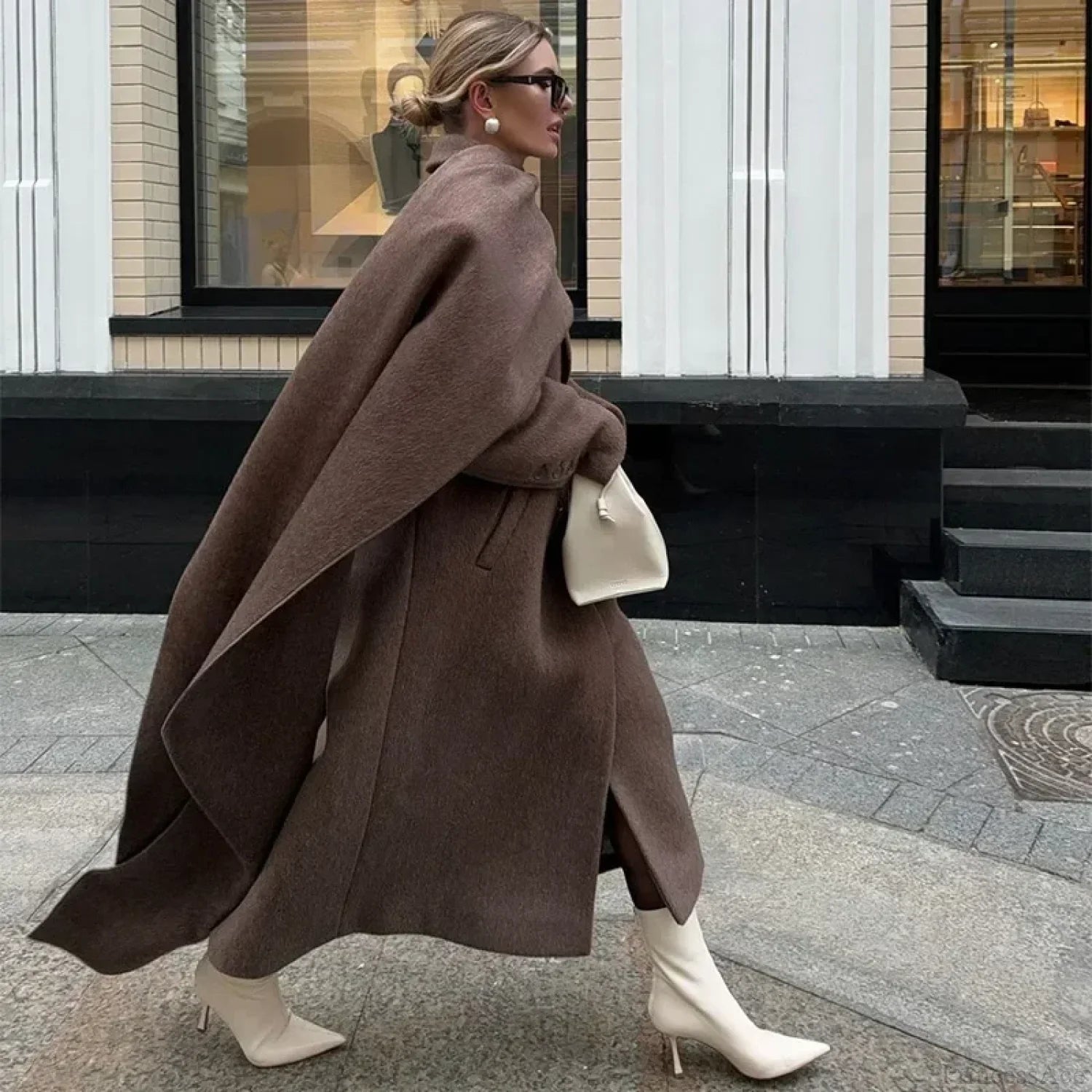 Street Women's Lapel Double-Breasted Overcoat image 4