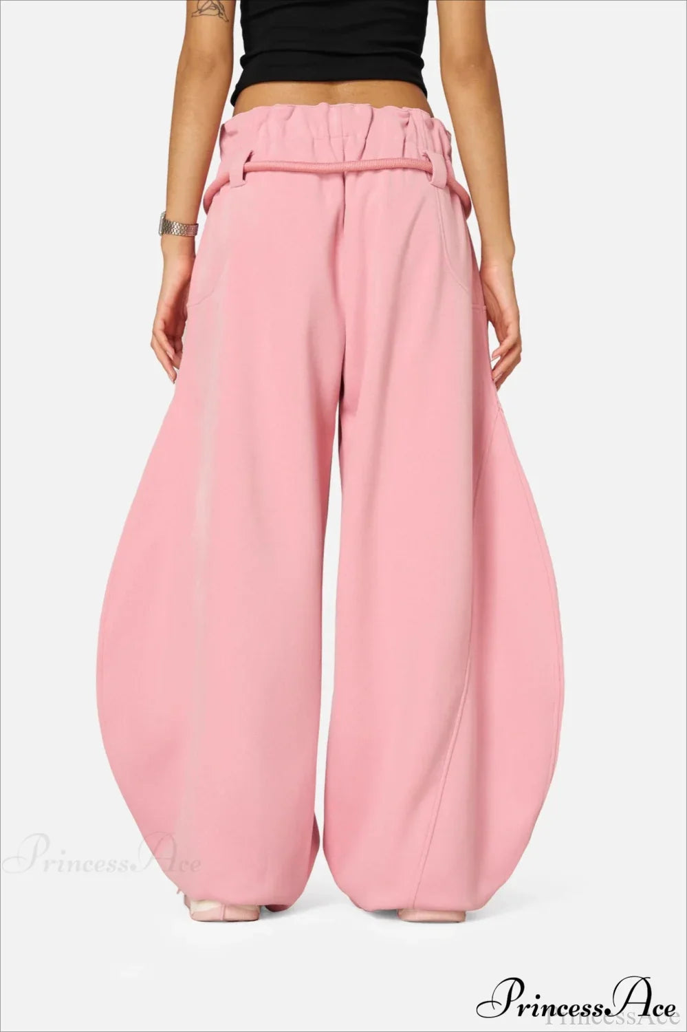 Streetwear Drawstring High-Waist Wide Pants image 5