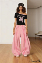 Streetwear Drawstring High-Waist Wide Pants image 3