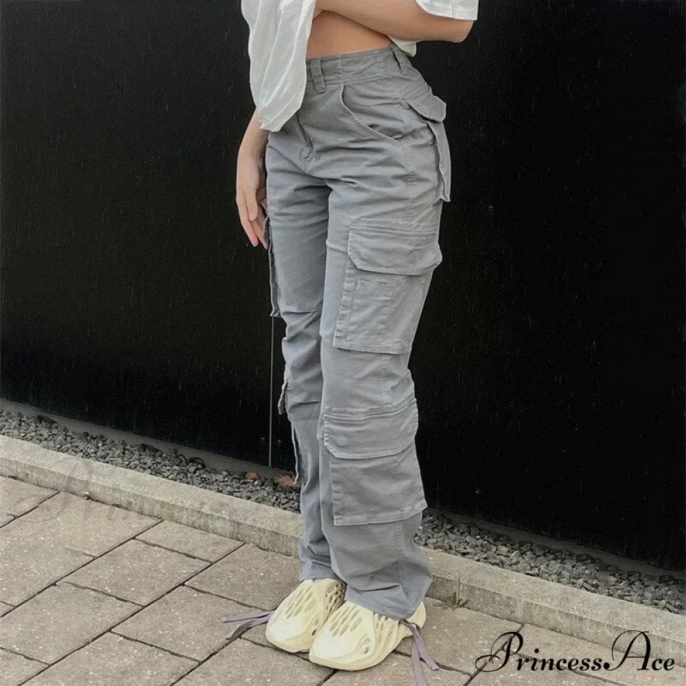 Streetwear Pockets Wide Leg High Waist Straight Trousers image 11