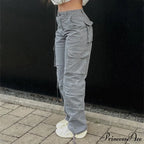 Streetwear Pockets Wide Leg High Waist Straight Trousers image 2