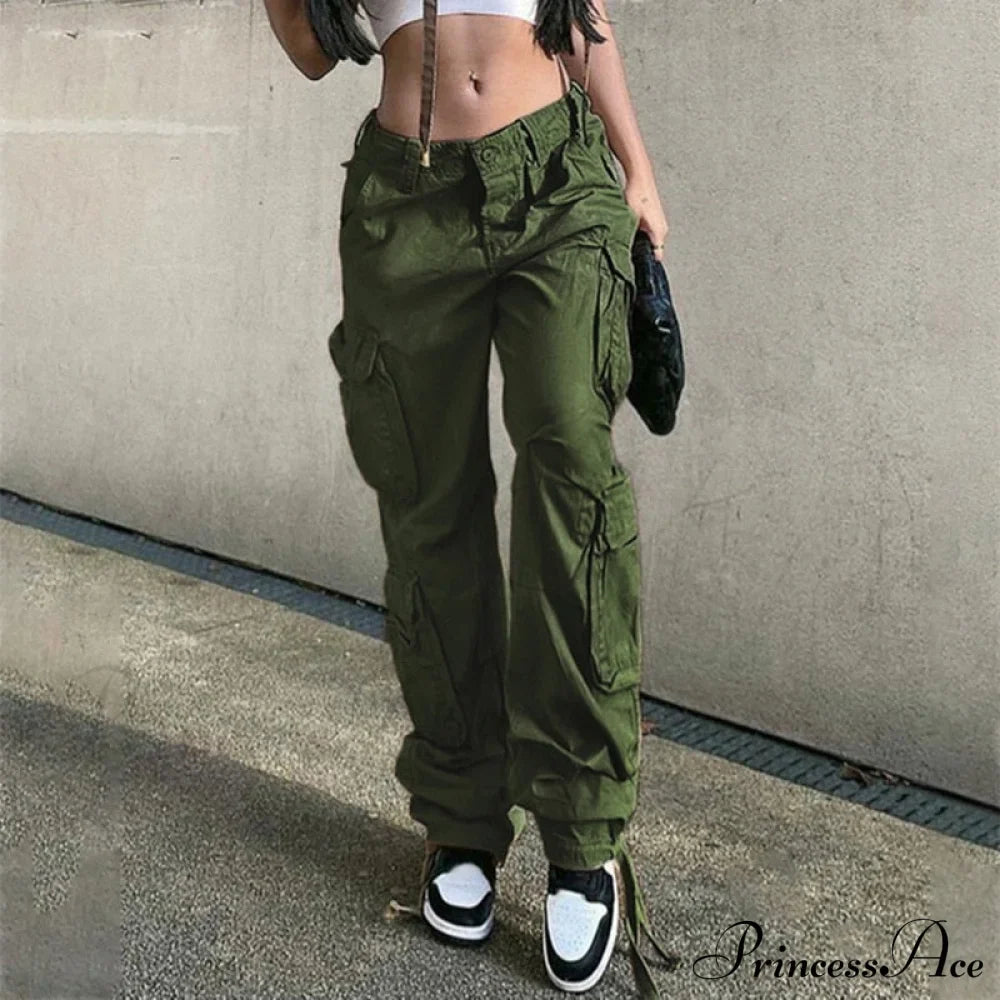 Streetwear Pockets Wide Leg High Waist Straight Trousers image 1