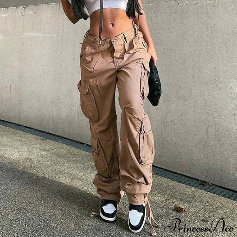 Streetwear Pockets Wide Leg High Waist Straight Trousers image 4