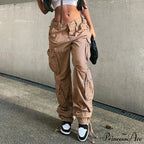 Streetwear Pockets Wide Leg High Waist Straight Trousers image 4