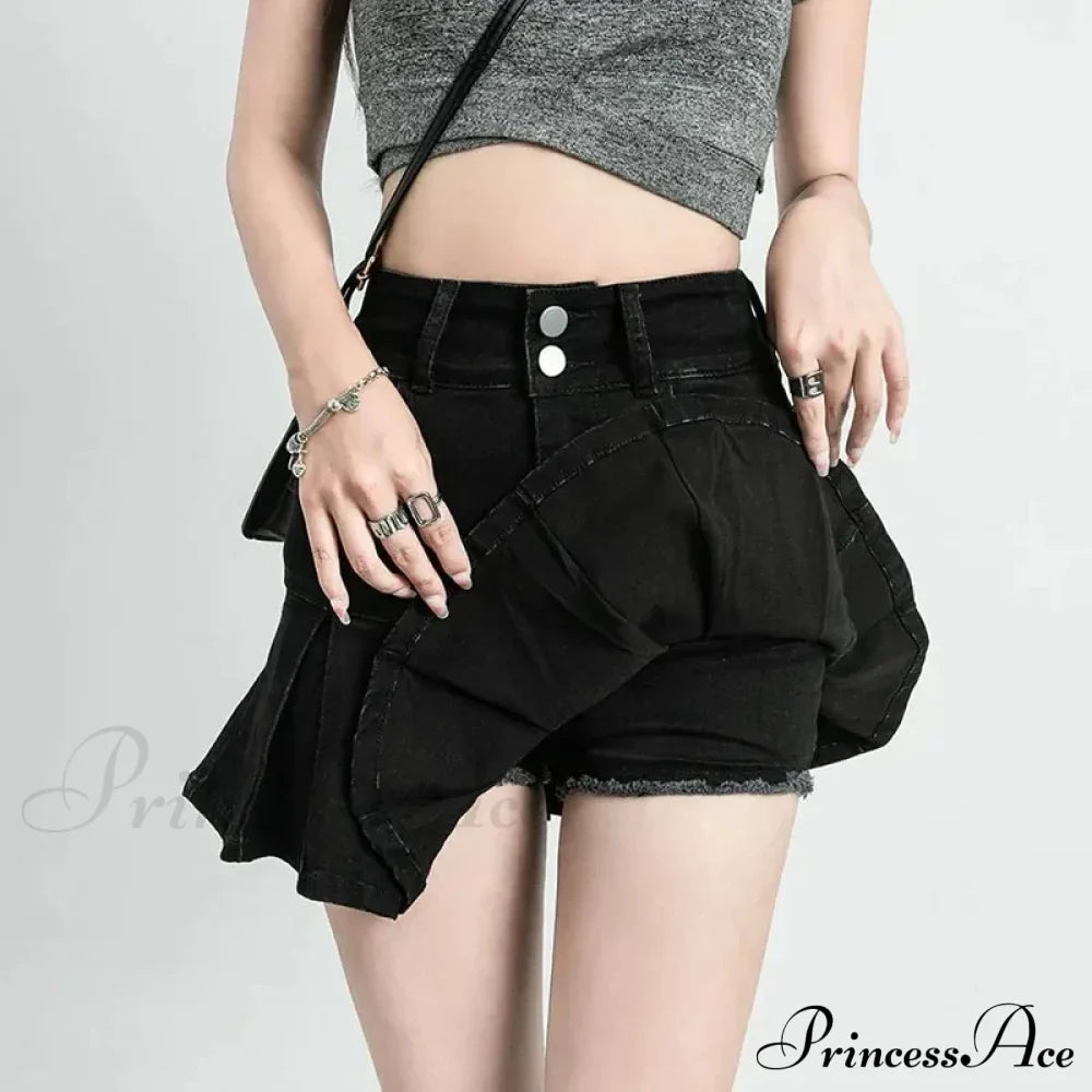 Streetwear Waist Gothic Black Pleated Autumn Skirt image 3