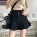Streetwear Waist Gothic Black Pleated Autumn Skirt image 2