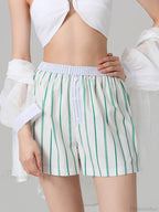 Stripe Button Elastic Waist Short image 3