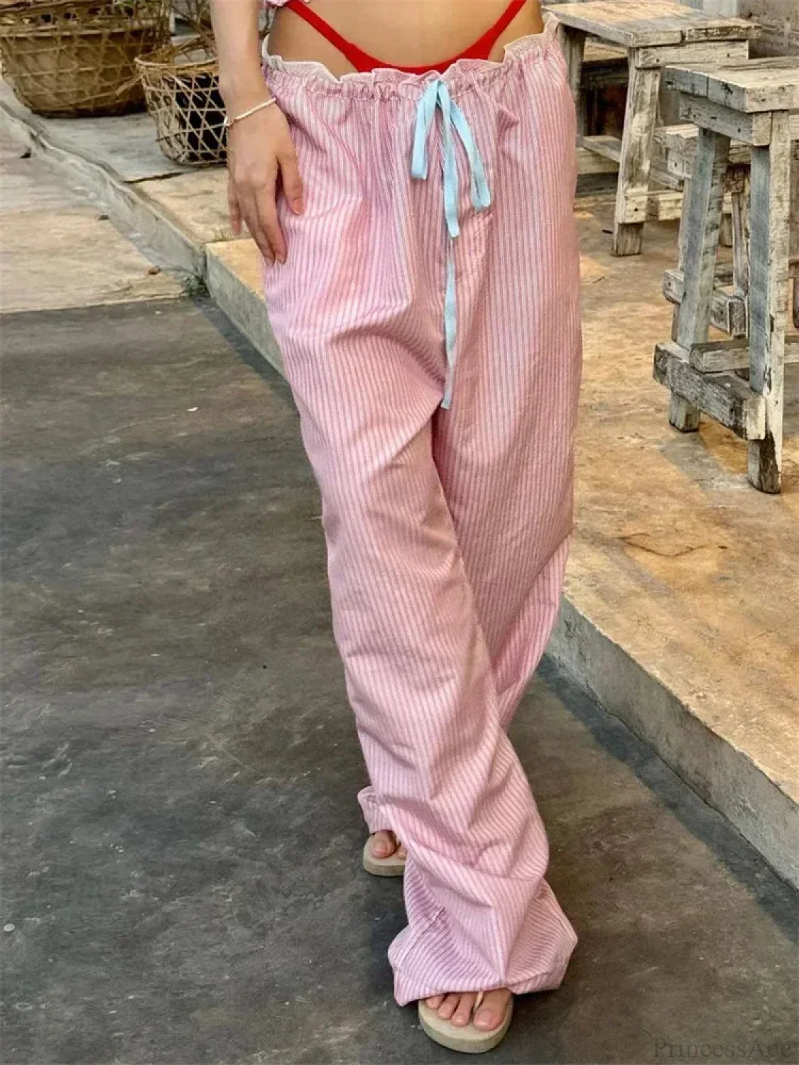 Stripe Drawstring Wide Leg Casual Sweatpant Pant image 3
