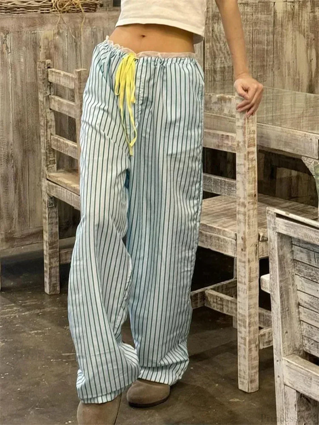 Stripe Drawstring Wide Leg Casual Sweatpant Pant image 4
