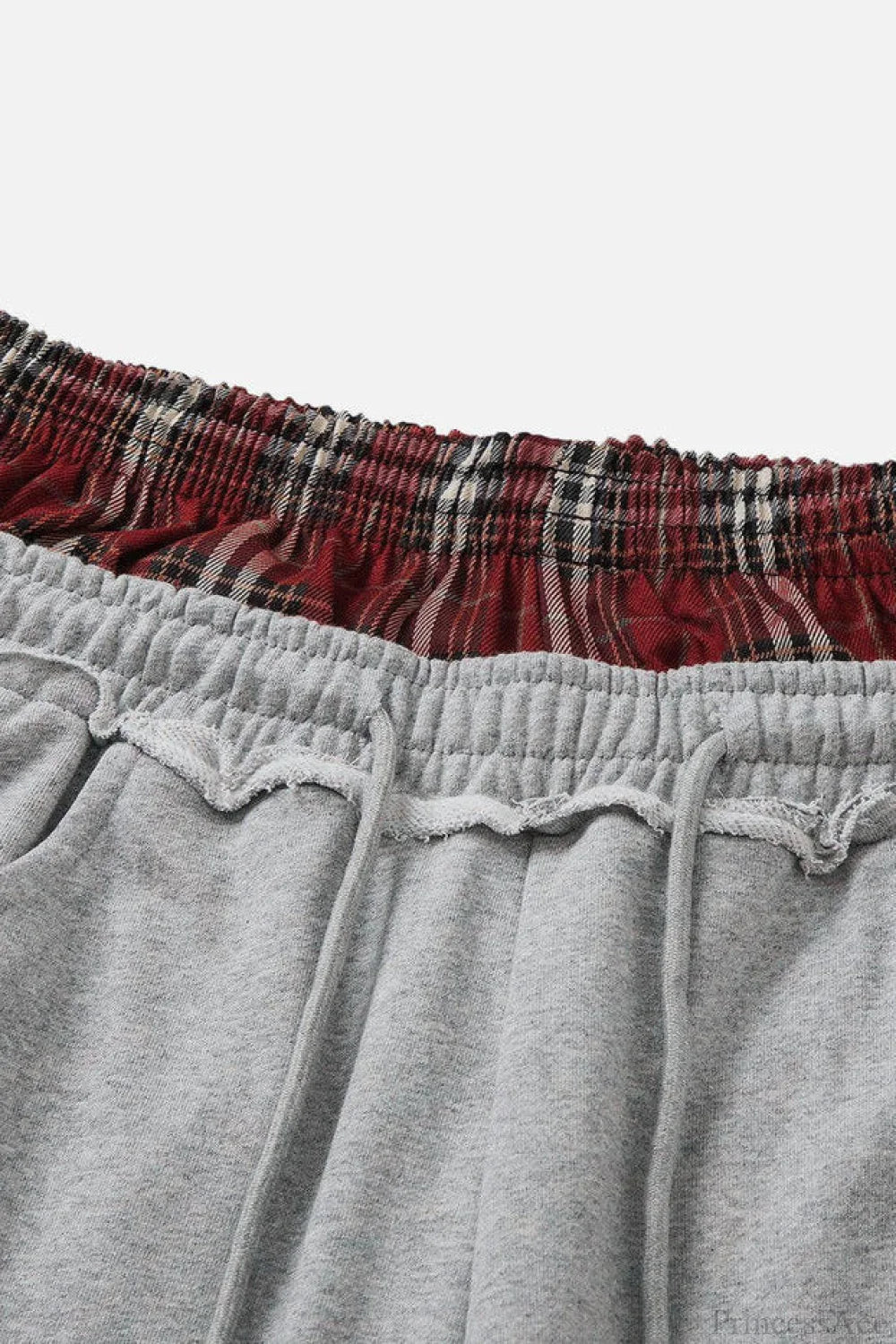 Stripe Plaid Panel Double Waist Wide Leg Pants image 4