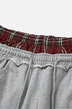 Stripe Plaid Panel Double Waist Wide Leg Pants image 4