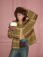 Stripe V-neck Single Breasted Cardigan image 2