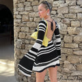 Striped Backless Flare Sleeve Mini Dress image 7