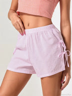 Striped Bow Tie-Up Split Short image 5
