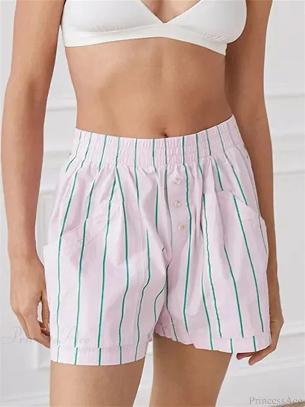 Striped Button High Waist Short image 4