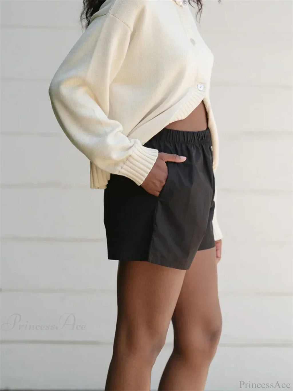 Striped Button High Waist Short image 4