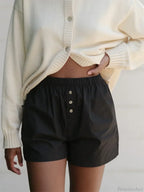 Striped Button High Waist Short image 3