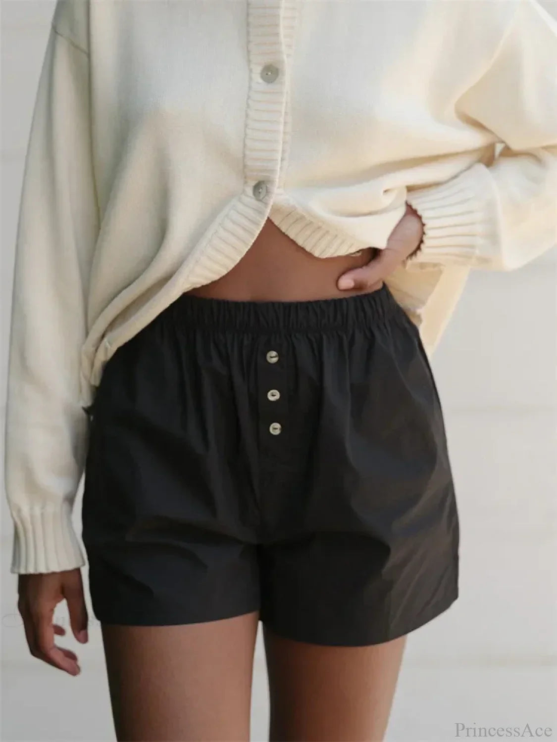 Striped Button High Waist Short image 3