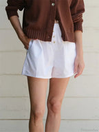 Striped Button High Waist Short image 5