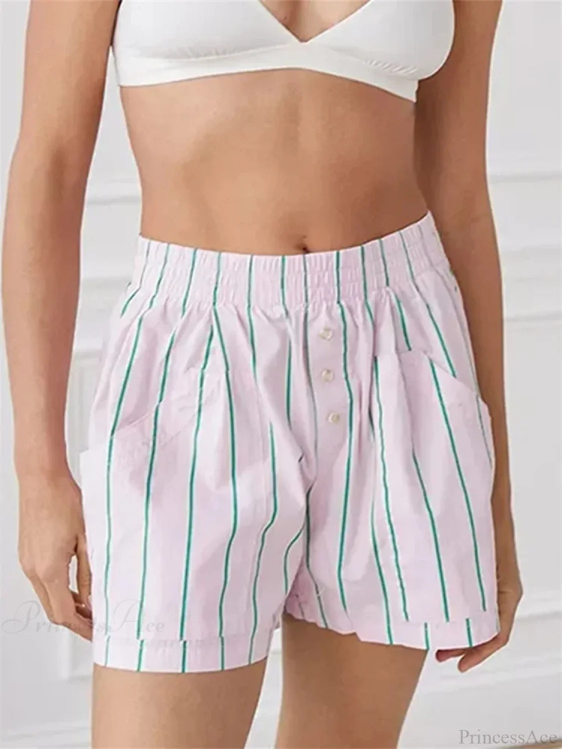 Striped Button High Waist Short image 1