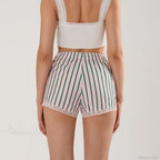 Striped Button Lace Trim Short image 4