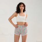 Striped Button Lace Trim Short image 6