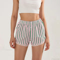 Striped Button Lace Trim Short image 1
