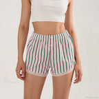 Striped Button Lace Trim Short image 1