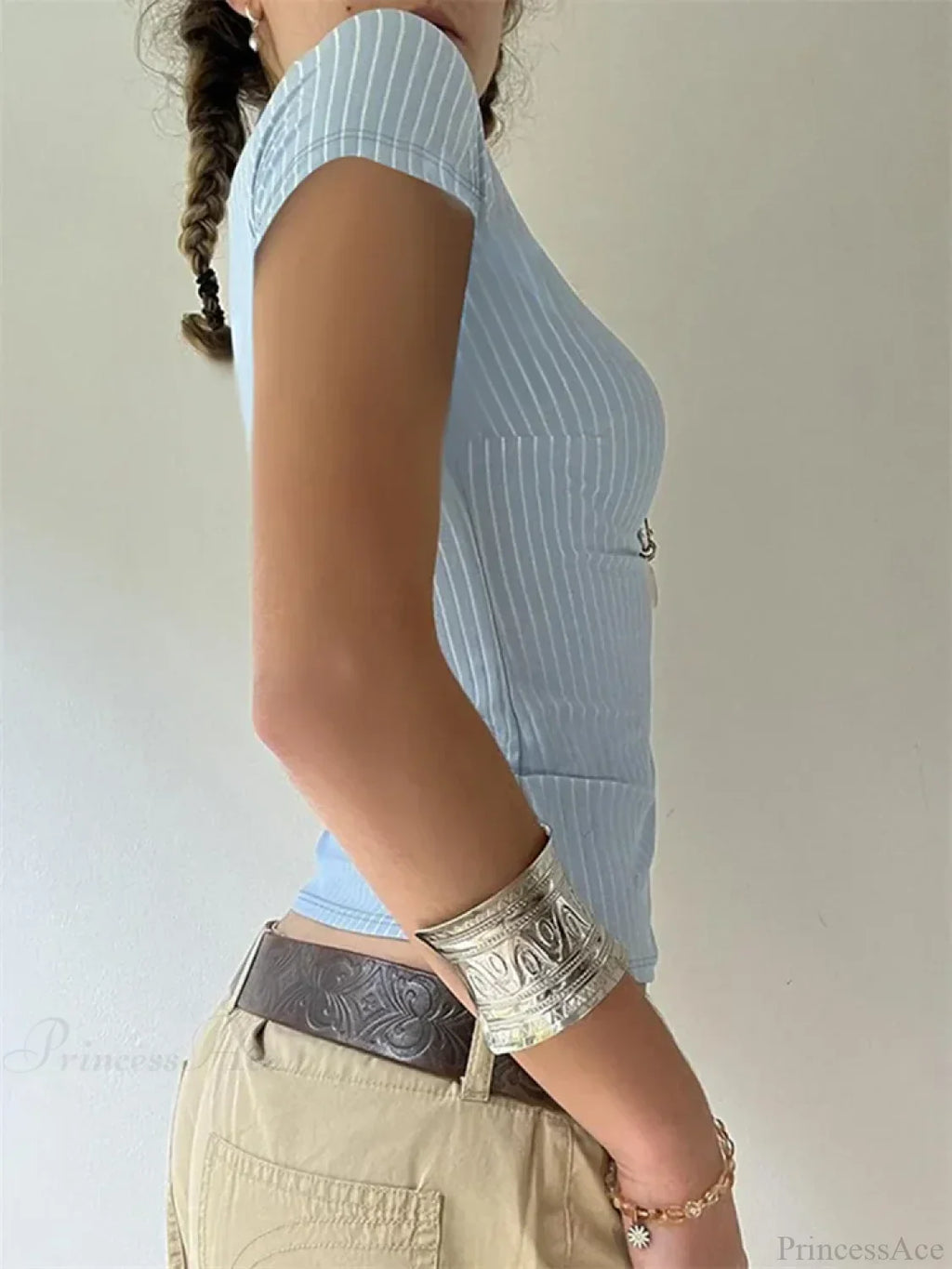 Striped Button-Up Slim Fit Blouse image 4