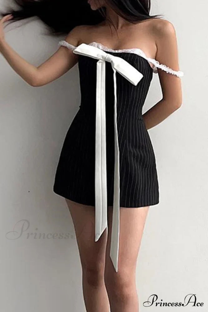 Striped Cami Dress with Lace Straps and Bow-tie image 2