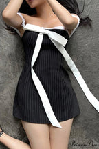 Striped Cami Dress with Lace Straps and Bow-tie image 4
