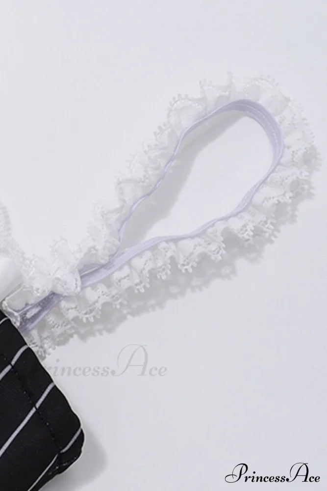 Striped Cami Dress with Lace Straps and Bow-tie image 7