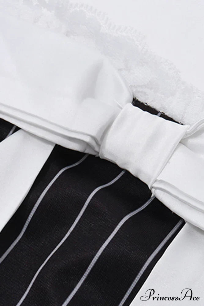 Striped Cami Dress with Lace Straps and Bow-tie image 8