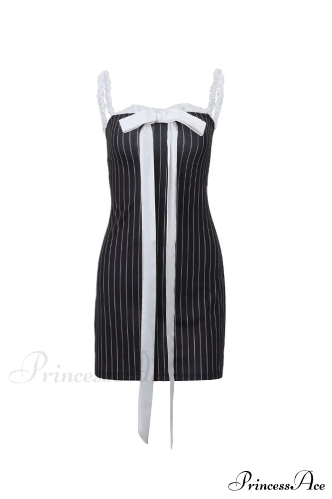 Striped Cami Dress with Lace Straps and Bow-tie image 5