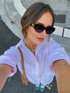 Striped Casual Office Blouse image 6