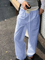 Striped Casual Ruched Vintage Sweet Straight Pant image 2