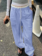 Striped Casual Ruched Vintage Sweet Straight Pant image 3
