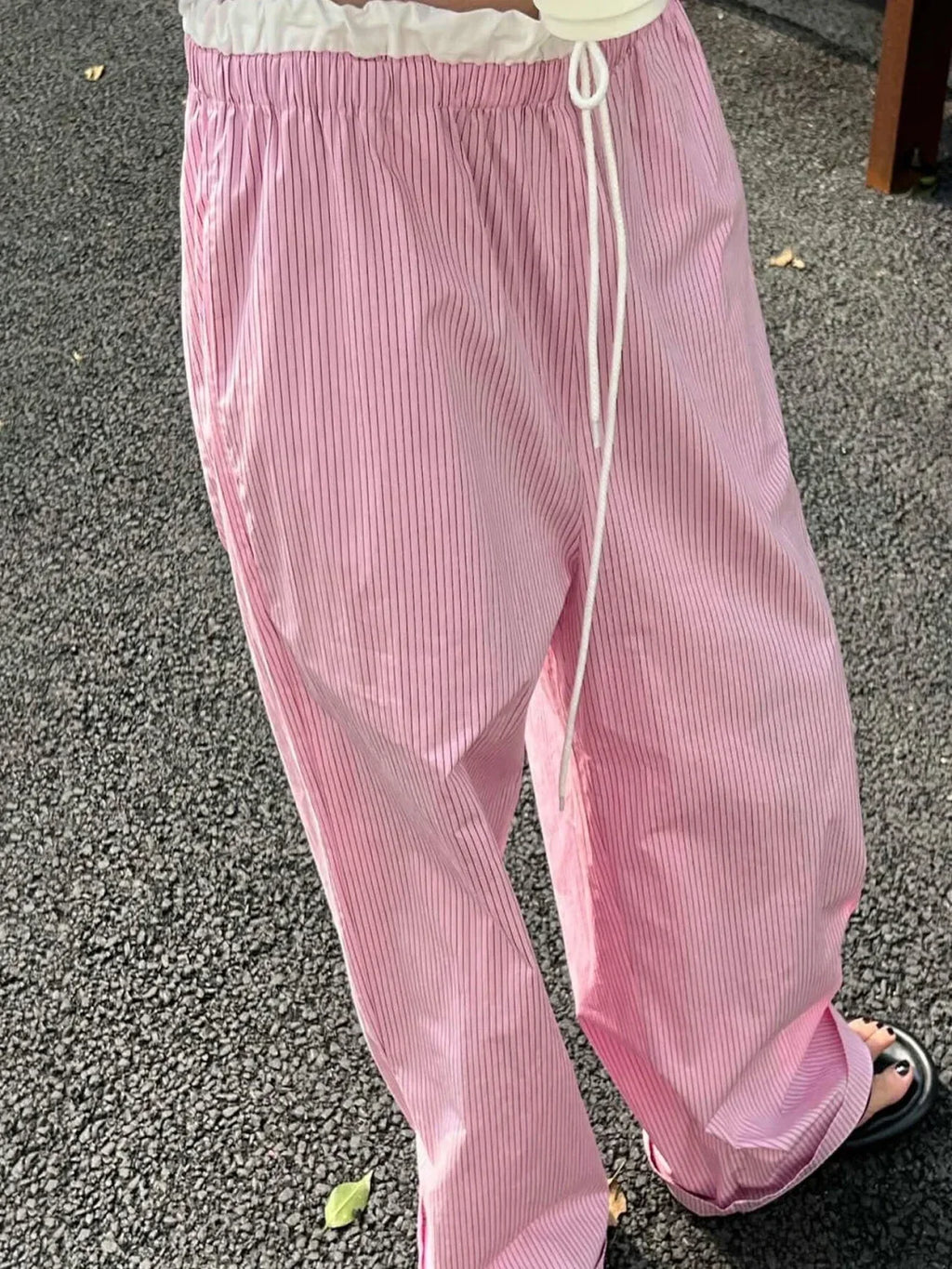 Striped Casual Ruched Vintage Sweet Straight Pant image 5