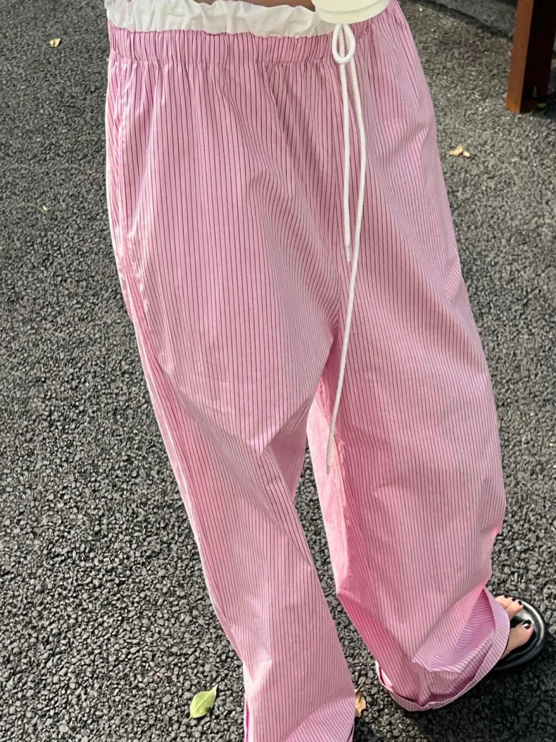 Striped Casual Ruched Vintage Sweet Straight Pant image 5