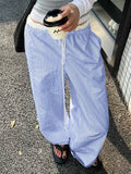 Striped Casual Ruched Vintage Sweet Straight Pant image 1