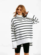 Striped Casual Thick Black Sweater image 1