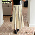 Striped Casual Vintage Elastic Waist Tassel Skirt image 4
