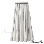 Striped Casual Vintage Elastic Waist Tassel Skirt image 7