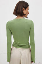 Striped Color Block Crew Neck Loose Long Sleeve Tee image 4