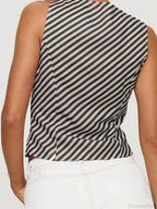 Striped Deep V-neck Tie-up Office Crop Top image 6