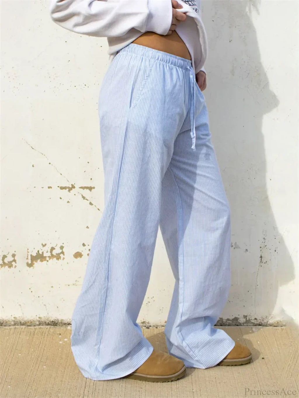 Striped Drawstring Loose Straight Summer Pant image 4