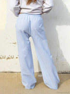 Striped Drawstring Loose Straight Summer Pant image 5