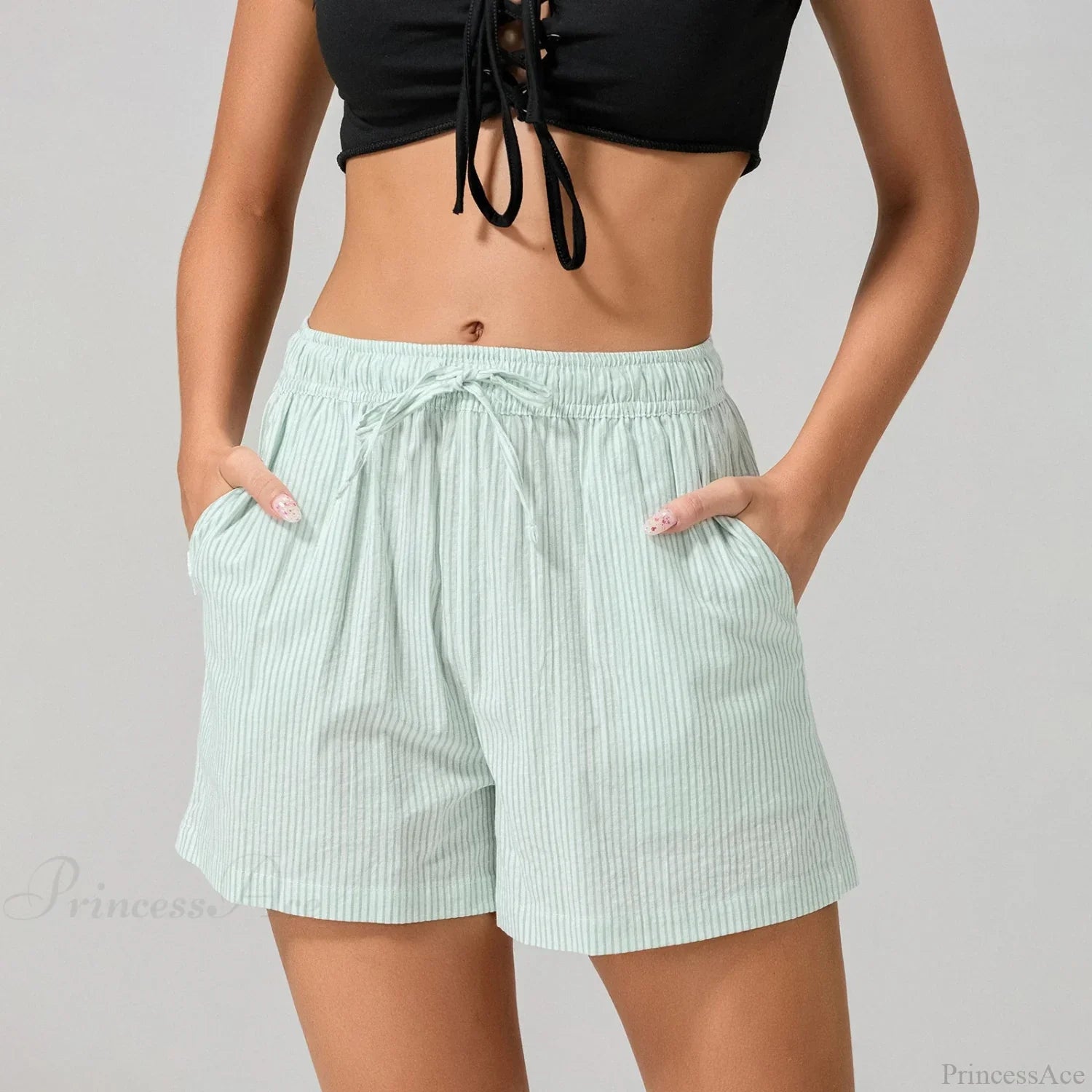 Striped Drawstring Wide Leg Short image 1