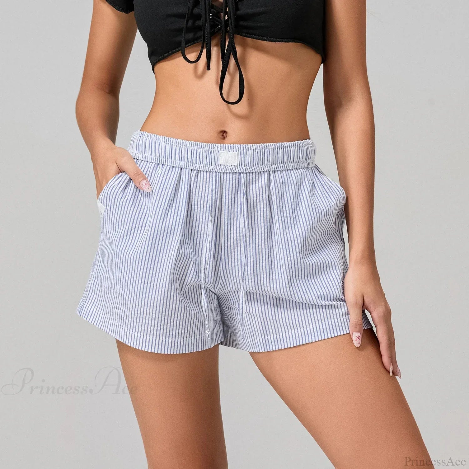 Striped Drawstring Wide Leg Short image 5