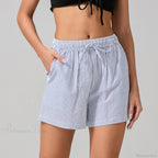 Striped Drawstring Wide Leg Short image 6